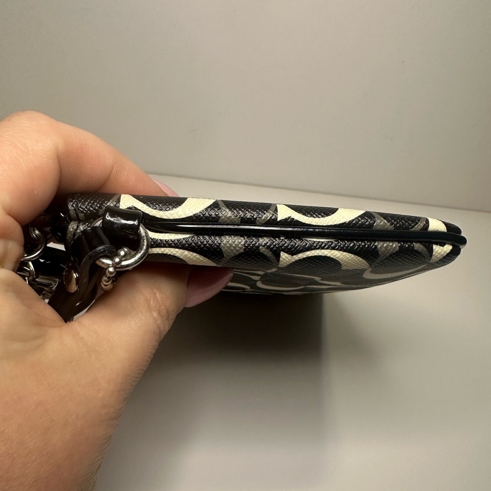 Coach Black and Cream Patterned Wristlet - Picture 6 of 11